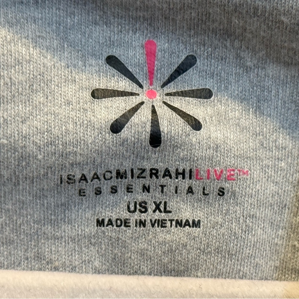 Isaac Mizrahi Heathered Light Gray Pima Cotton Pullover Hoodie With Pullstring - Picture 3 of 5
